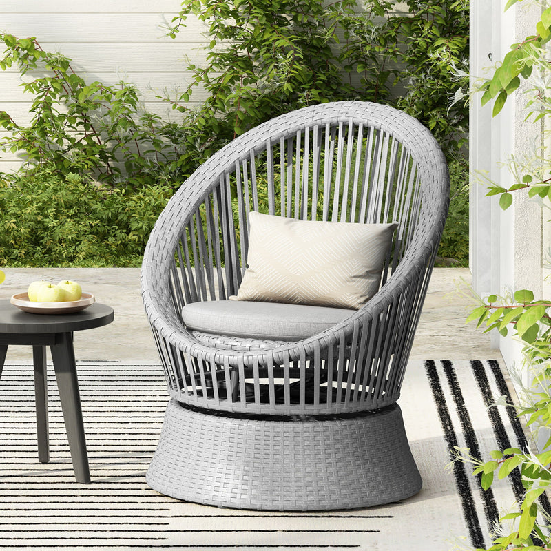 Modern Swivel Wicker Lounge Chair With Round Design - R&R Furniture Gallery (Fountain Valley, CA)