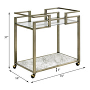 Neilo - Serving Cart - Clear Glass, Faux Marble Top & Wire Brass - R&R Furniture Gallery (Fountain Valley, CA)
