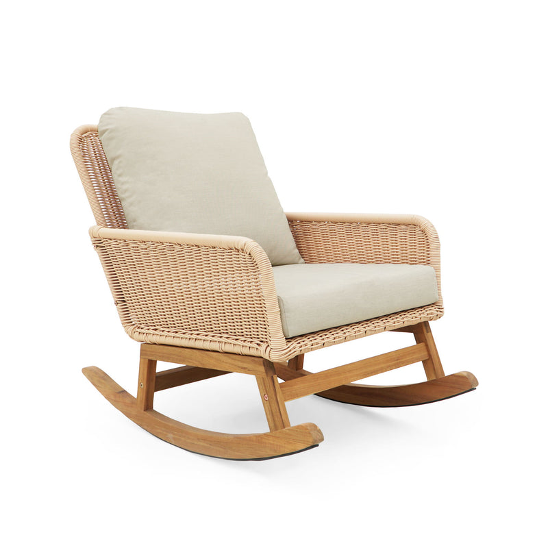 Contemporary Minimalist Wicker Rocking Chair With Soft Cushions - R&R Furniture Gallery (Fountain Valley, CA)