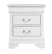 Louis Phillipe wood accent nightstand by Glory Furniture featuring a sleek design and storage drawer for bedroom decor.