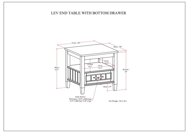 Lev - End Table With Bottom Drawer - Smoky Brown - R&R Furniture Gallery (Fountain Valley, CA)