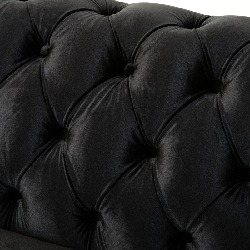 Chesterfield Loveseat Sofa, 2 Person Rolled Arm Upholstered Couch - R&R Furniture Gallery (Fountain Valley, CA)