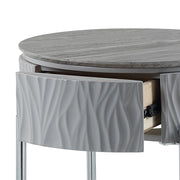 Yukino - End Table - Gray High Gloss & Chrome - R&R Furniture Gallery (Fountain Valley, CA)