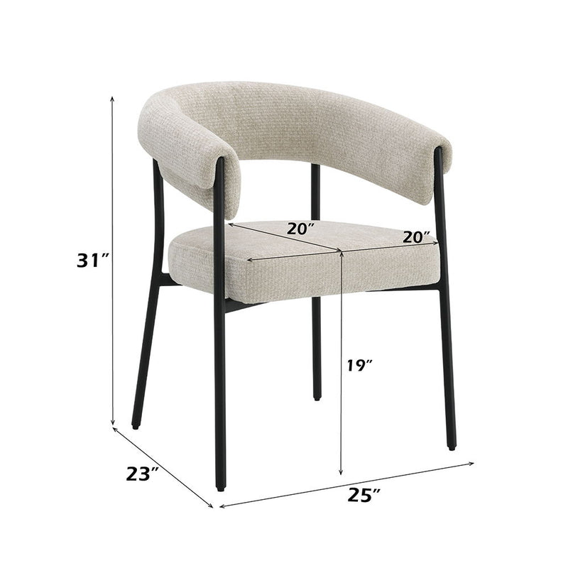Jirina - Chenille Arm Chair (Set of 2) - Beige & Black - R&R Furniture Gallery (Fountain Valley, CA)