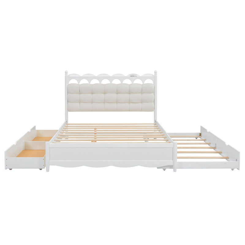 Storage Platform Bed, With 2 Big Drawers, Trundle, One Set Of Sockets & USB Ports - R&R Furniture Gallery (Fountain Valley, CA)