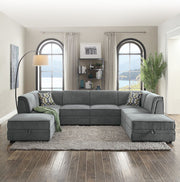 Bois - Modular Armless Chair - Gray Velvet - R&R Furniture Gallery (Fountain Valley, CA)