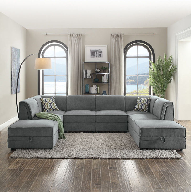 Bois - Modular Armless Chair - Gray Velvet - R&R Furniture Gallery (Fountain Valley, CA)