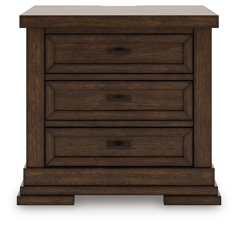 Taffenbrook - Three Drawer Night Stand - Medium Brown - R&R Furniture Gallery (Fountain Valley, CA)