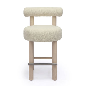 Carmel - Boucle and Solid Wood Counter Stool - R&R Furniture Gallery (Fountain Valley, CA)