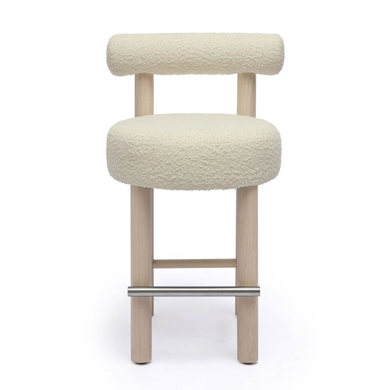 Carmel - Boucle and Solid Wood Counter Stool - R&R Furniture Gallery (Fountain Valley, CA)