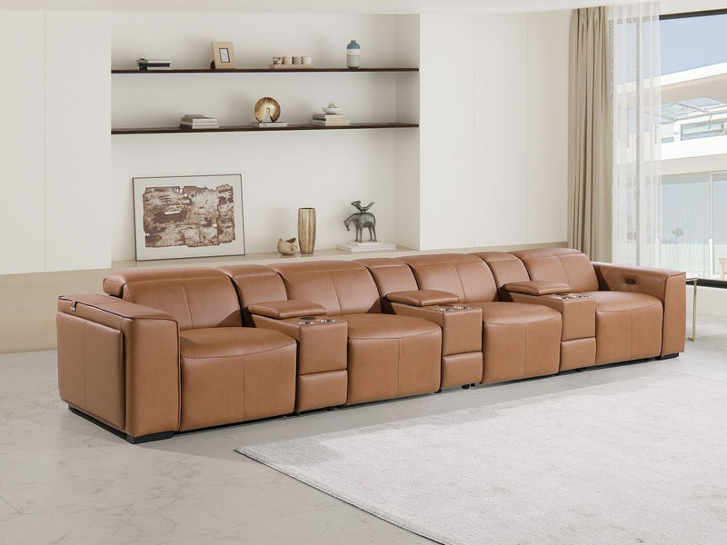 1224 - 7-Piece Modular Power Reclining Sofa In With 4 Power Recliners & Power Headrests - R&R Furniture Gallery (Fountain Valley, CA)