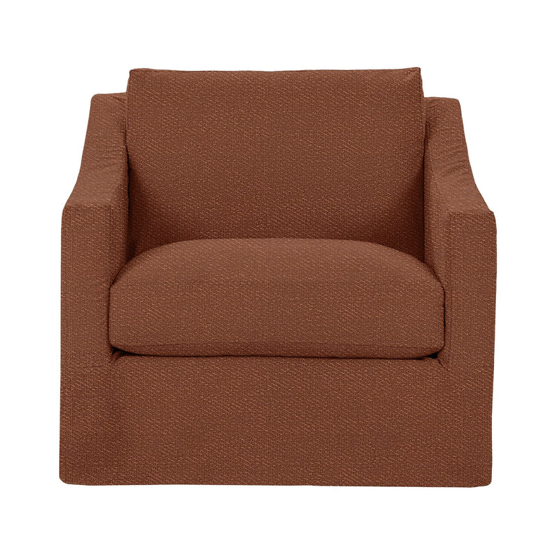 Classic Home Kipton swivel chair with a cushioned seat, wooden base, and fabric upholstery, designed for modern living spaces.
