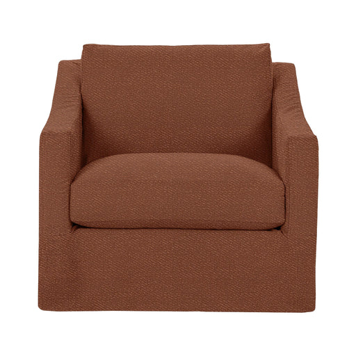 Classic Home Kipton swivel chair with a cushioned seat, wooden base, and fabric upholstery, designed for modern living spaces.