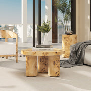 Nebula - Round Pillar Leg Coffee Table - Warm Natural Brown Burl - R&R Furniture Gallery (Fountain Valley, CA)