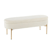 Lumi Source Chloe contemporary glam storage bench with cushioned top and stylish legs, ideal for living room decor.