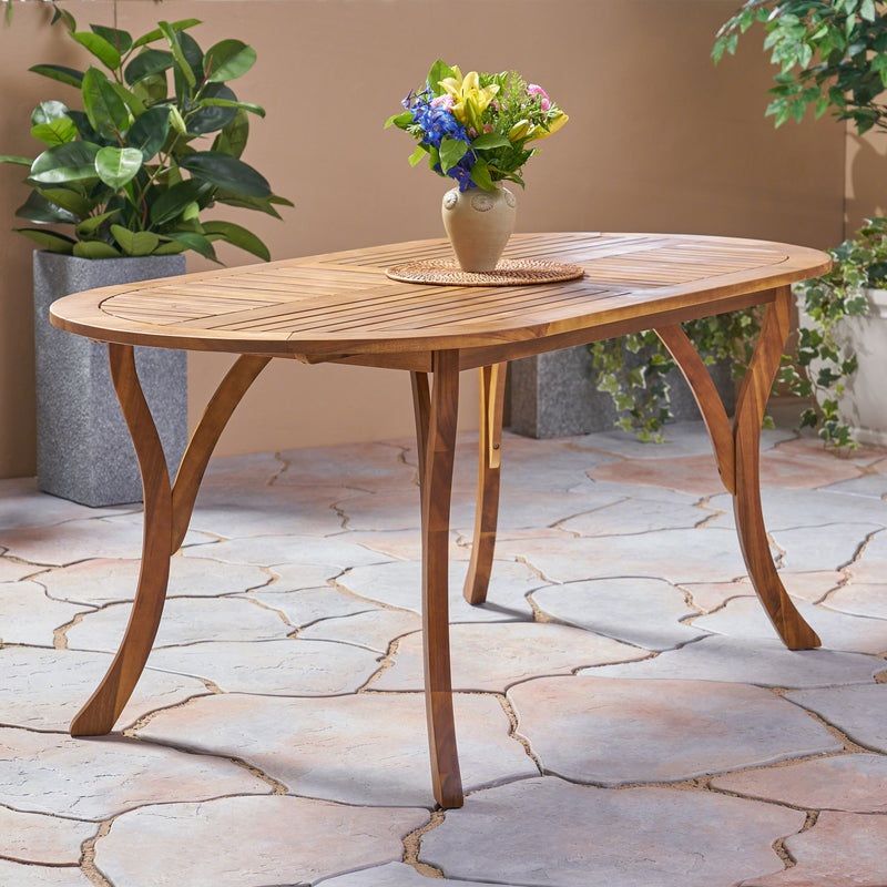 Outdoor Table With Smooth Lines, Slat Top - R&R Furniture Gallery (Fountain Valley, CA)