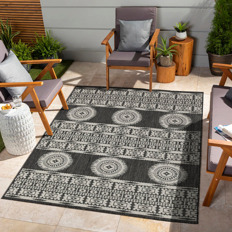 Sunshine - 5'3" X 7'3" Indoor, Outdoor Area Rug Polypropylene - Anthracite - R&R Furniture Gallery (Fountain Valley, CA)