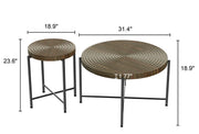 Coffee And End Table Set Waterproof Cover, Distressed Cylindrical Design, Legs Classic Rustic Charm (Set of 2) - R&R Furniture Gallery (Fountain Valley, CA)