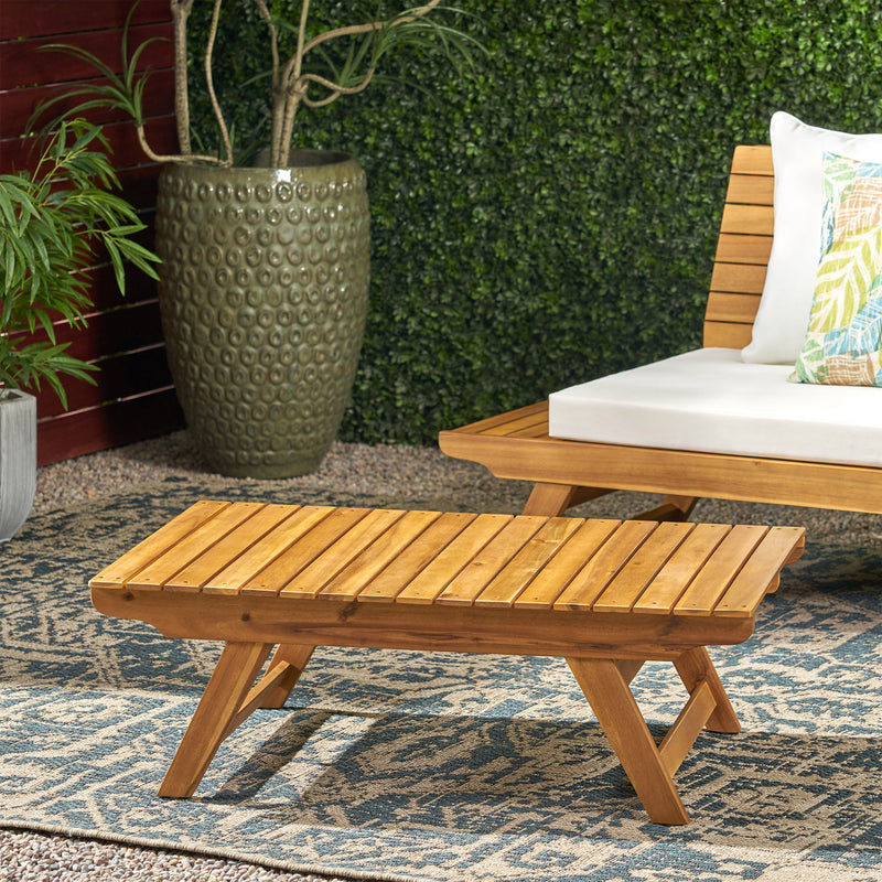 Outdoor Acacia Wood Coffee Table With Open Slat Design - R&R Furniture Gallery (Fountain Valley, CA)