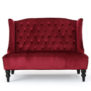 Noble House upholstered loveseat with wingback design, diamond tufting, and plush seating for a stylish, stationary living room accent.