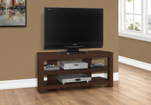 TV Stand, Console, Media Entertainment Center, Storage Shelves, Contemporary & Modern - Cherry - R&R Furniture Gallery (Fountain Valley, CA)