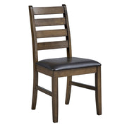 Damica - Side Chair (Set of 2) - Brown Synthetic Leather & Walnut - R&R Furniture Gallery (Fountain Valley, CA)