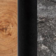 Natural and black Linden end table by Classic Home, showcasing a modern wooden design with a smooth surface and sturdy legs.
