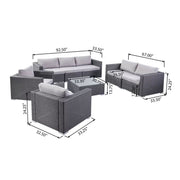 7 Person Outdoor Seating Group With Cushions - Gray / Silver - R&R Furniture Gallery (Fountain Valley, CA)