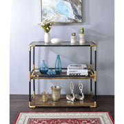 Heleris - Console Table - Smoky Glass Top & Black & Gold - R&R Furniture Gallery (Fountain Valley, CA)