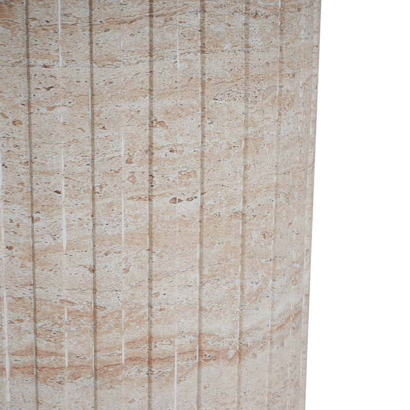 Elegant beige Noble House outdoor and indoor concrete side table with travertine top, lightweight and stylish for patio or living room.