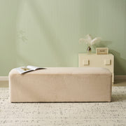 Long Plush Ottoman, Simple Footstool And Seat For Home Use - Almond - R&R Furniture Gallery (Fountain Valley, CA)