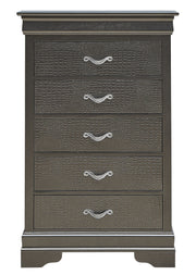Black metal accent chest with sleek modern design, featuring a sturdy structure and decorative hardware by Glory Furniture.