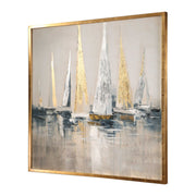 Uttermost Regatta nautical art canvas in blue featuring maritime-themed artwork, suitable for coastal or nautical decor.