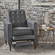 Macedonia - Mid Century Modern Button Tufted Fabric Recliner - Slate - R&R Furniture Gallery (Fountain Valley, CA)