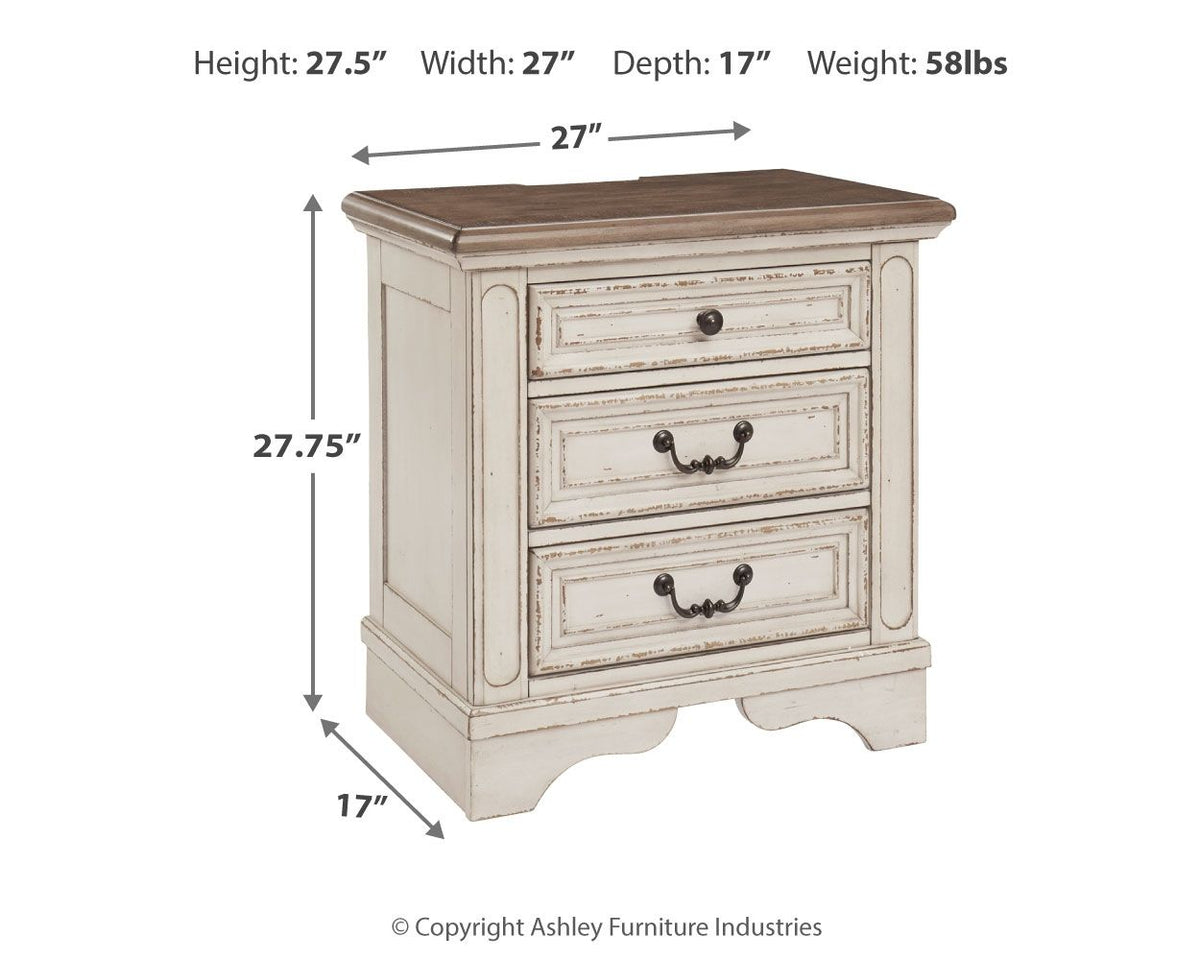 Realyn - Three Drawer Night Stand - White / Brown / Beige - R&R Furniture Gallery (Fountain Valley, CA)