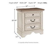 Realyn - Three Drawer Night Stand - White / Brown / Beige - R&R Furniture Gallery (Fountain Valley, CA)