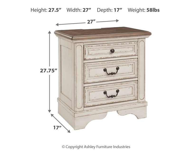 Realyn - Three Drawer Night Stand - White / Brown / Beige - R&R Furniture Gallery (Fountain Valley, CA)