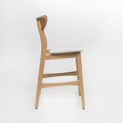 Noble House retro modern counter height stool set with cushioned seats, featuring sleek design and sturdy wooden frames.