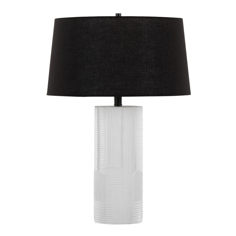 Set of two Lumi Source Petra contemporary table lamps with cream and black finishes, featuring modern design and sleek bases.