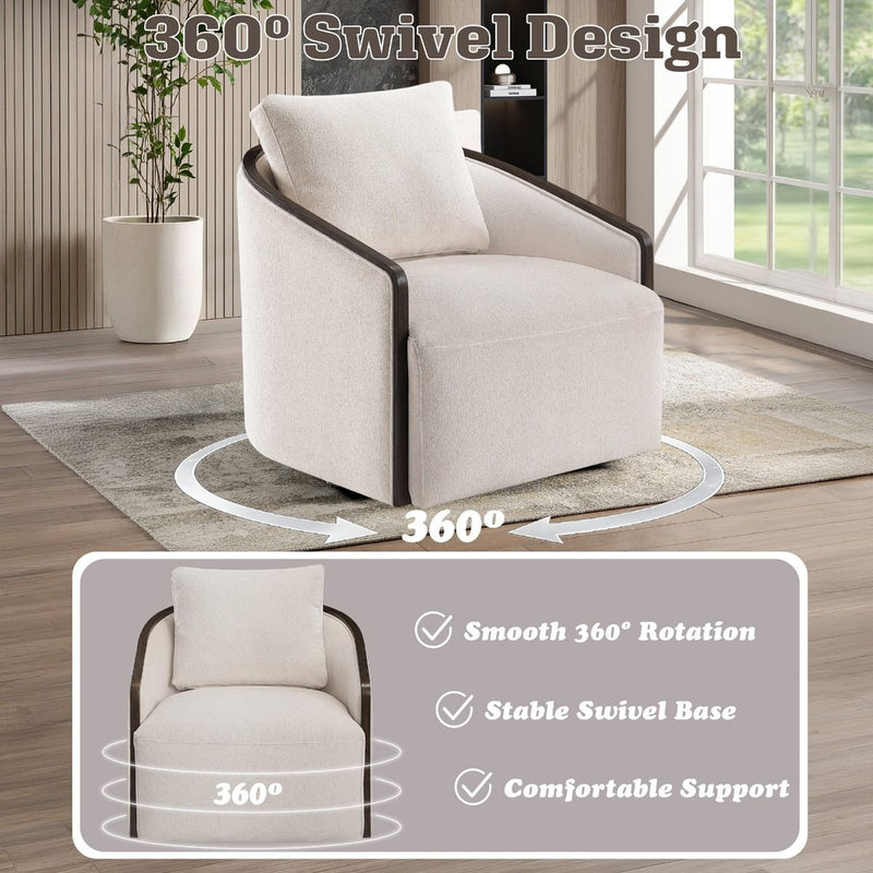 Lenora - Accent Chair With Swivel - Beige Chenille