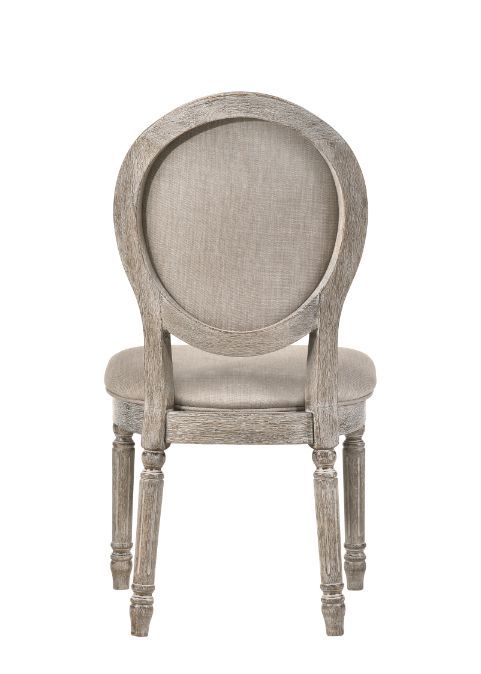 Faustine - Side Chair (Set of 2) - Tan Fabric & Salvaged Light Oak - R&R Furniture Gallery (Fountain Valley, CA)