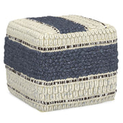 Handcrafted square accent pouf in neutral fabric by Simpli-Home, showcasing its soft, textured surface and modern design.