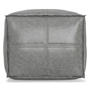 Simpli-Home Brody square pouf accent chair with neutral fabric and modern design, versatile for living room or lounge area.