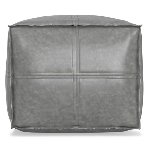 Simpli-Home Brody square pouf accent chair with neutral fabric and modern design, versatile for living room or lounge area.