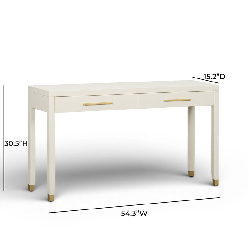 Dani - Faux Shagreen 2-Drawer Console Table - Cream - R&R Furniture Gallery (Fountain Valley, CA)
