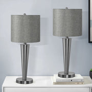 Set of two 8th Street contemporary table lamps with USB ports, featuring modern design and fabric shades.