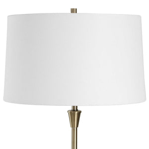 Marble Base Floor Lamp - Antique Brass / White