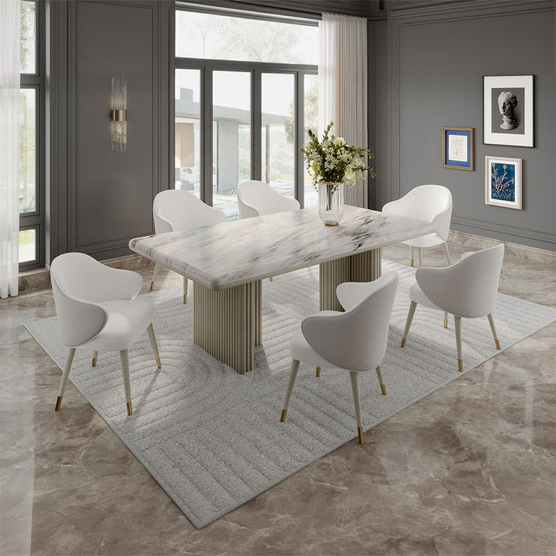 Charity - Dining Table - Natural Marble Top & Gray Oak - R&R Furniture Gallery (Fountain Valley, CA)
