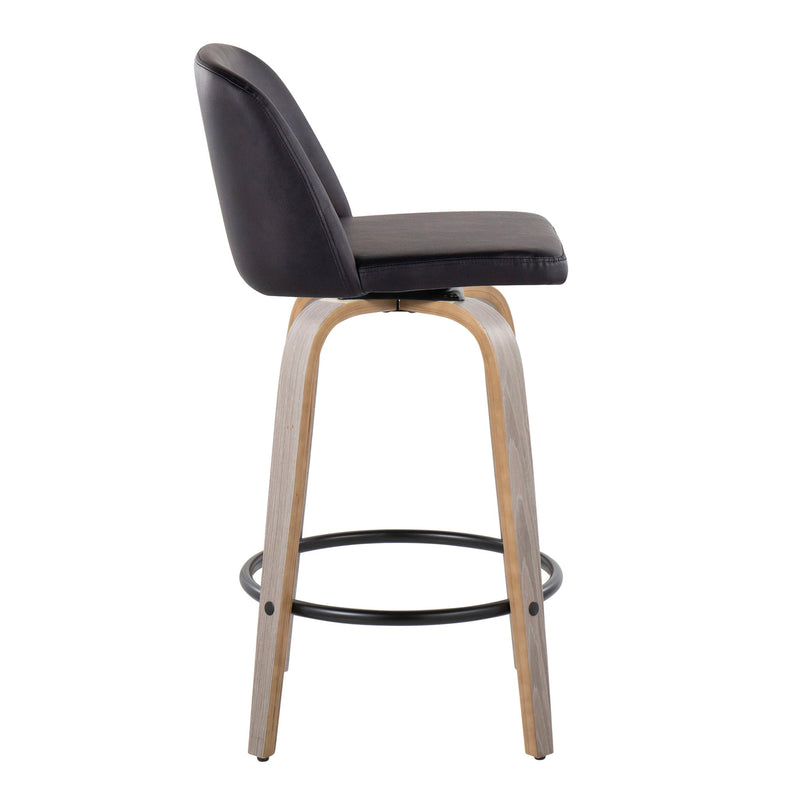 Toriano - Contemporary Fixed Height Counter Stool With Swivel & Round Footrest (Set of 2) - R&R Furniture Gallery (Fountain Valley, CA)