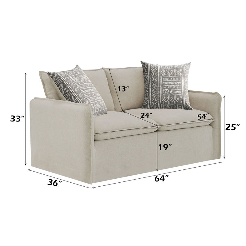 Upendo - Loveseat With 2 Pillows - Beige Linen - R&R Furniture Gallery (Fountain Valley, CA)